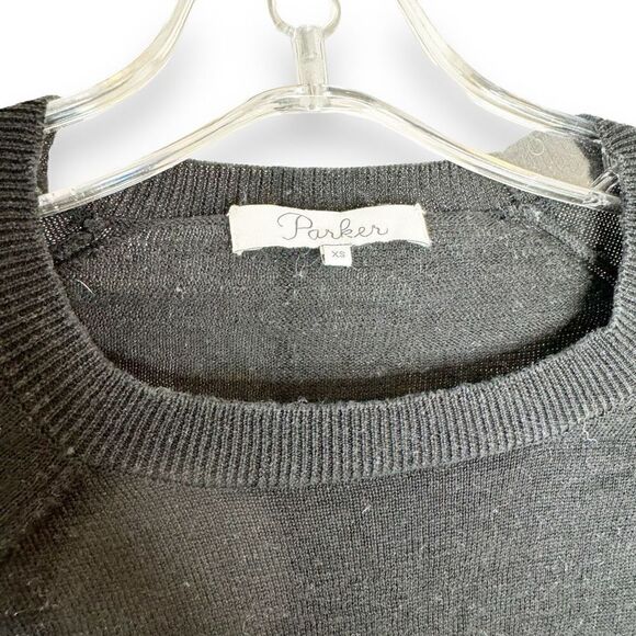 Parker Liff Black Abstract Shirt Tail Sweater Combo Silk Sweater Women’s Size XS - Picture 4 of 10
